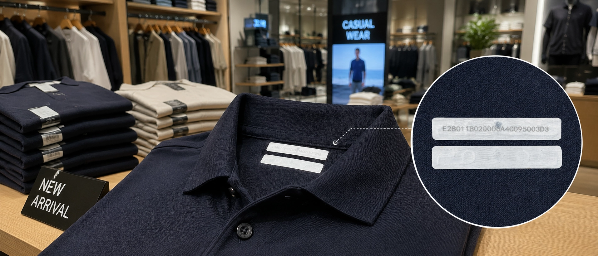 UHF RFID tag attached to apparel inside a retail store environment UHF RFID tag attached to apparel inside a retail store environment