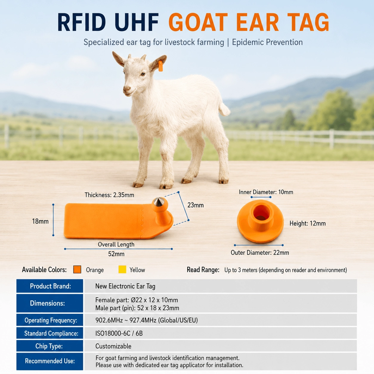 RFID Sheep Ear Tag for Livestock Identification